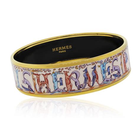 hermes luxury narrow multi color gold printed enamel bracelet|hermes bracelet size guide.